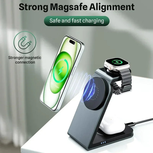 3 in 1 Magnetic Wireless Charging Station MagSafe Charger Stand