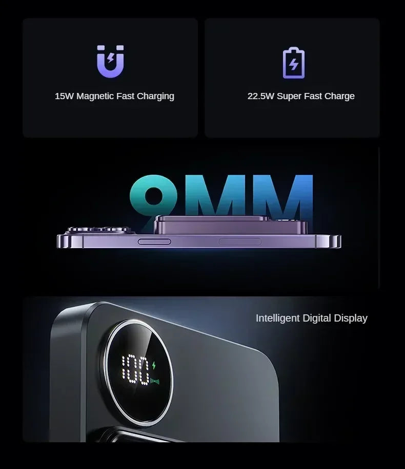 MagSafe Power Bank - 15W Magnetic Wireless Charger with PD Fast Charge