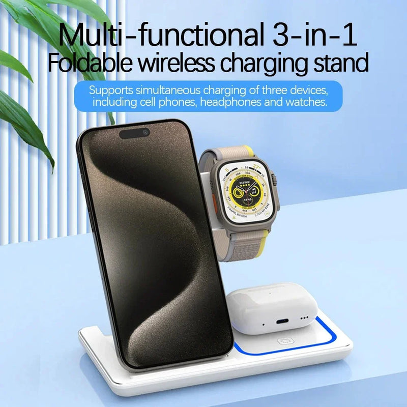 30W 3 in 1 Foldable Magnetic Wireless Charger Stand