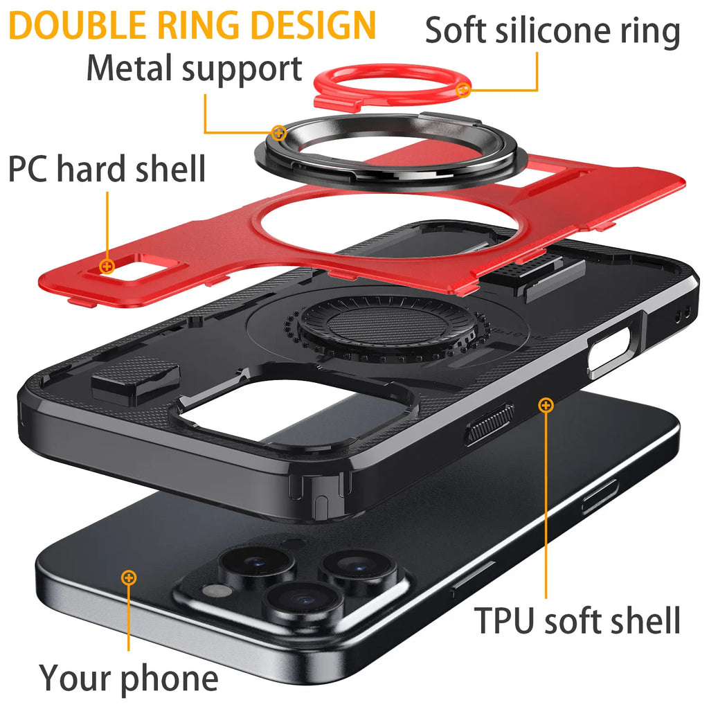 Shockproof Double Ring Kickstand Case