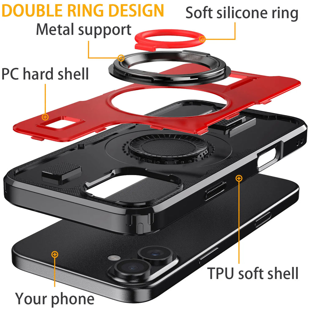 Shockproof Double Ring Kickstand Case